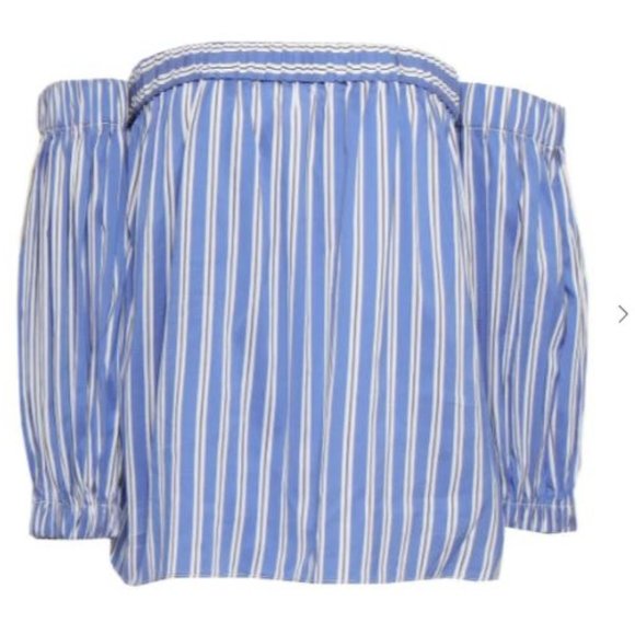 MILLY off shoulder striped cotton silk blouse P - Picture 3 of 4